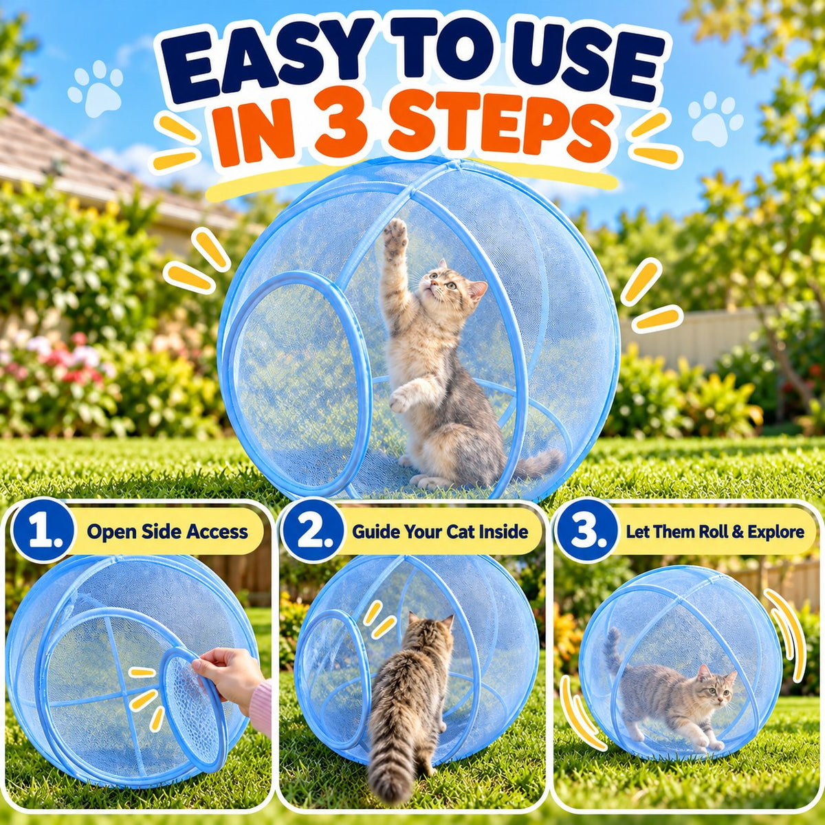 🐱🌿 Outdoor Cat Mesh Play Ball — Safe Outdoor Fun for Your Furry Friend! ☀️✨