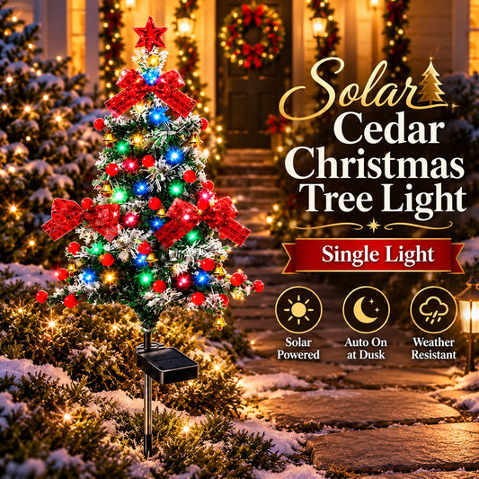 Last Day Promotion! 🔥 Solar Cedar Christmas Tree Lights| Festive Outdoor Holiday Decor ✅️