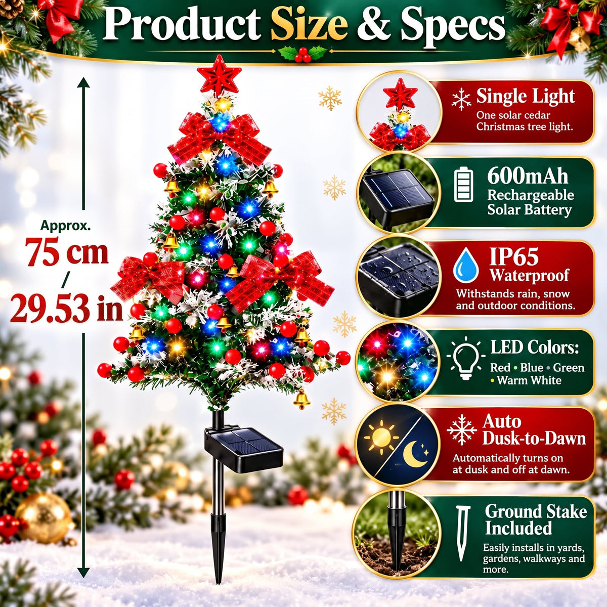 Last Day Promotion! 🔥 Solar Cedar Christmas Tree Lights| Festive Outdoor Holiday Decor ✅️