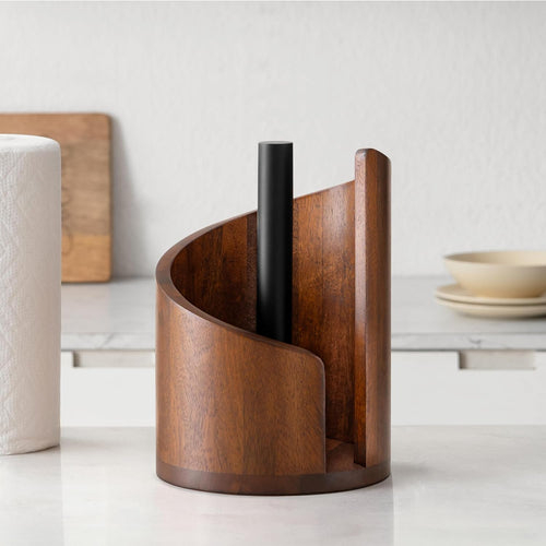 Anji Mountain Wooden Paper Towel Holder with Metal Stand