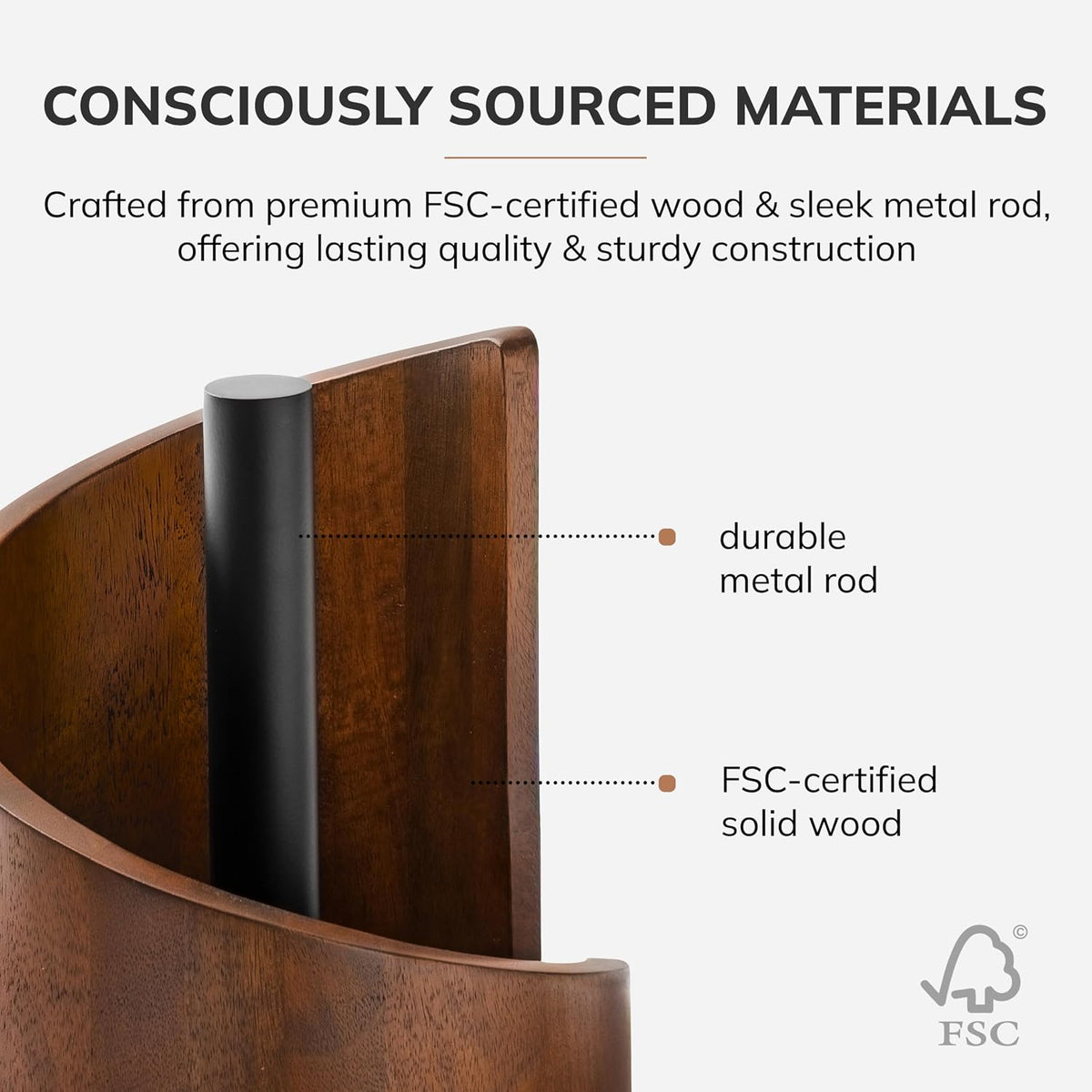 Anji Mountain Wooden Paper Towel Holder with Metal Stand