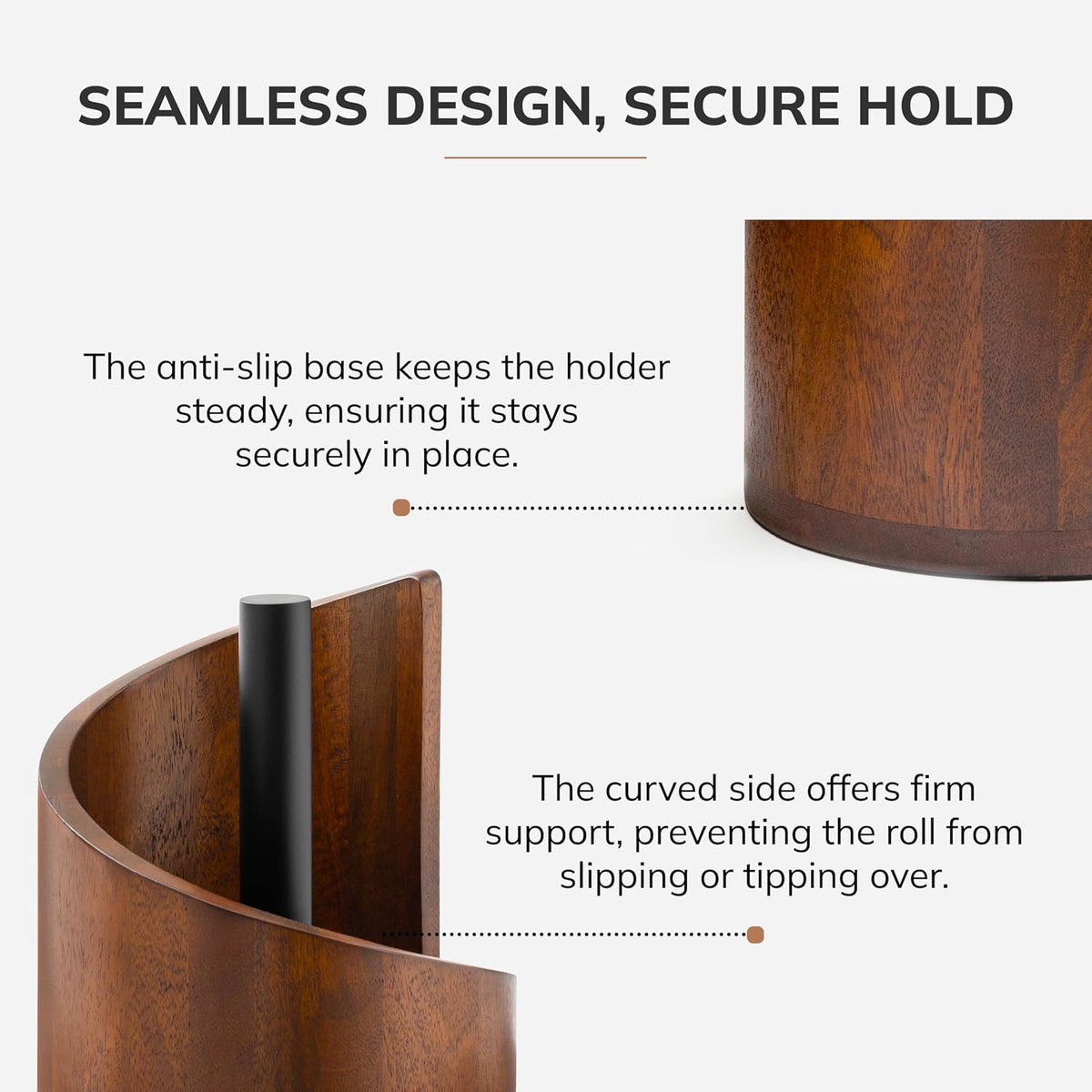 Anji Mountain Wooden Paper Towel Holder with Metal Stand