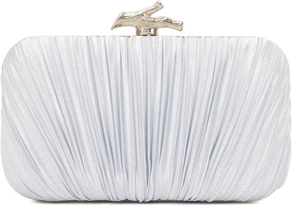Clutch Purses for Women Evening Bag Pleated Clutch Bag with Chain for Wedding Party