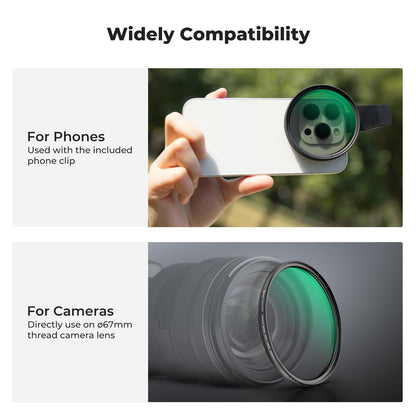 67mm CPL Filter for Phone/DSLR, HD Circular Polarizing Filter