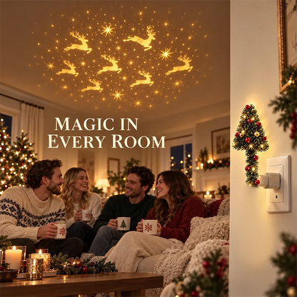USB Plug-In Christmas Projector Night Light, 6+ Holiday Pattern Ceiling Lamp, Warm LED Christmas Tree Room Decor✨