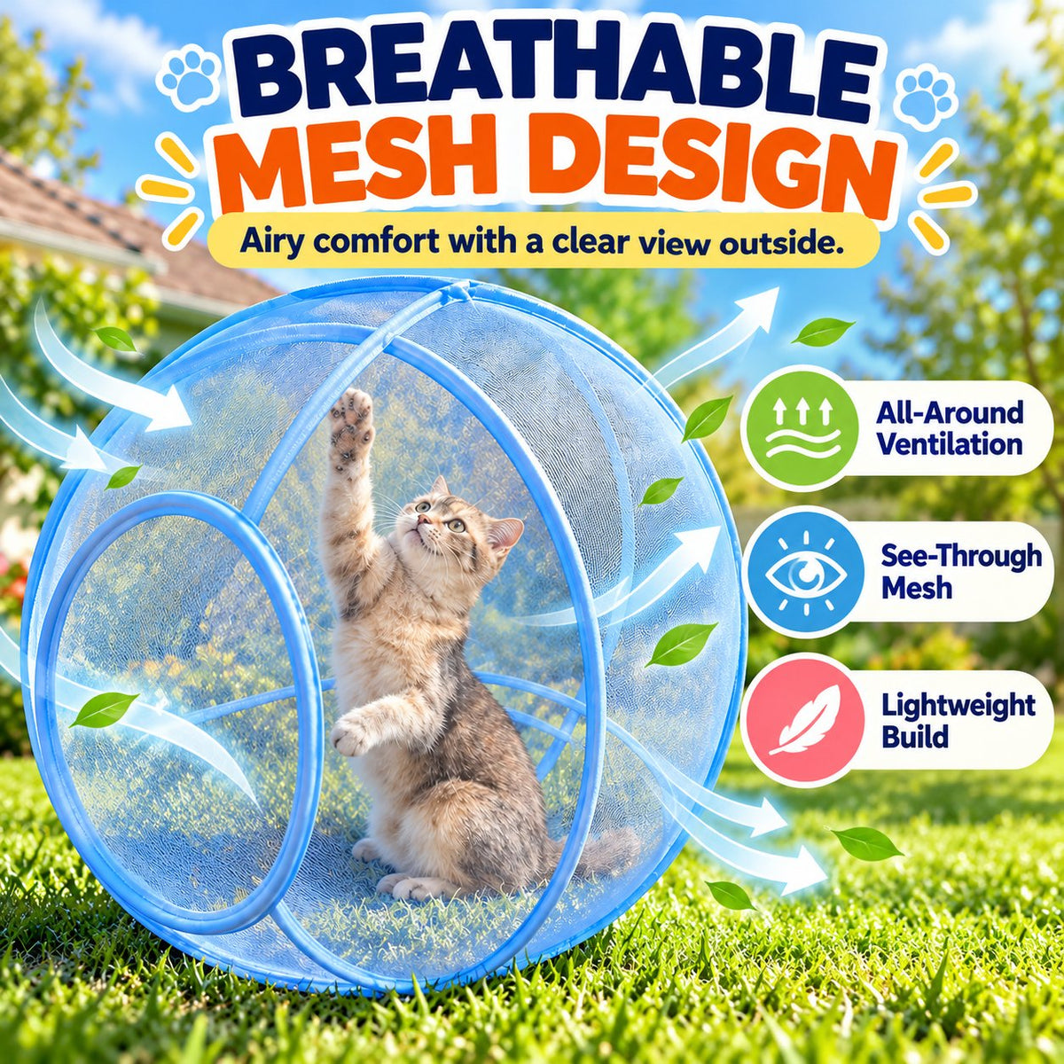 🐱🌿 Outdoor Cat Mesh Play Ball — Safe Outdoor Fun for Your Furry Friend! ☀️✨