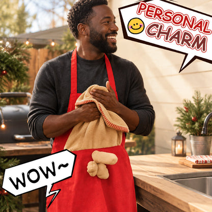 🎅 Christmas BBQ Apron – Funny Holiday Grill Master Apron with Towel