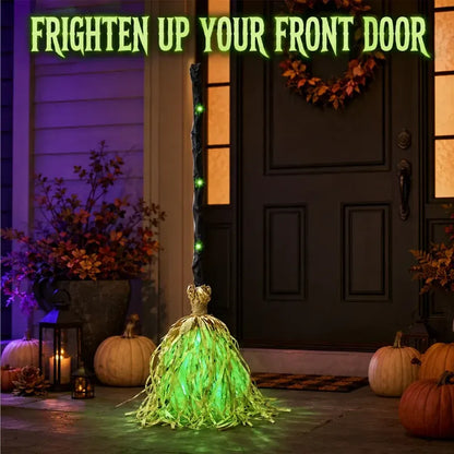 🧙 Bring Your Garden to Life This Halloween – Animated Witch Broom with Lights & Spooky Sounds. 49% Off. UK Stock