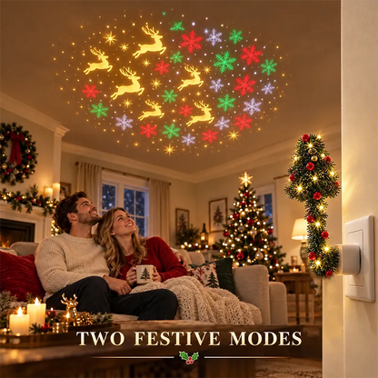 USB Plug-In Christmas Projector Night Light, 6+ Holiday Pattern Ceiling Lamp, Warm LED Christmas Tree Room Decor✨