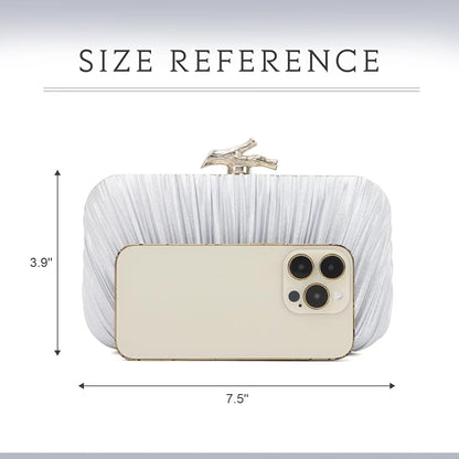 Clutch Purses for Women Evening Bag Pleated Clutch Bag with Chain for Wedding Party