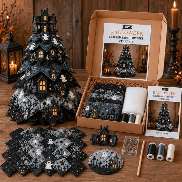 Spiderweb Gothic - DIY Halloween Theme Quilted Fabric Tree Kit