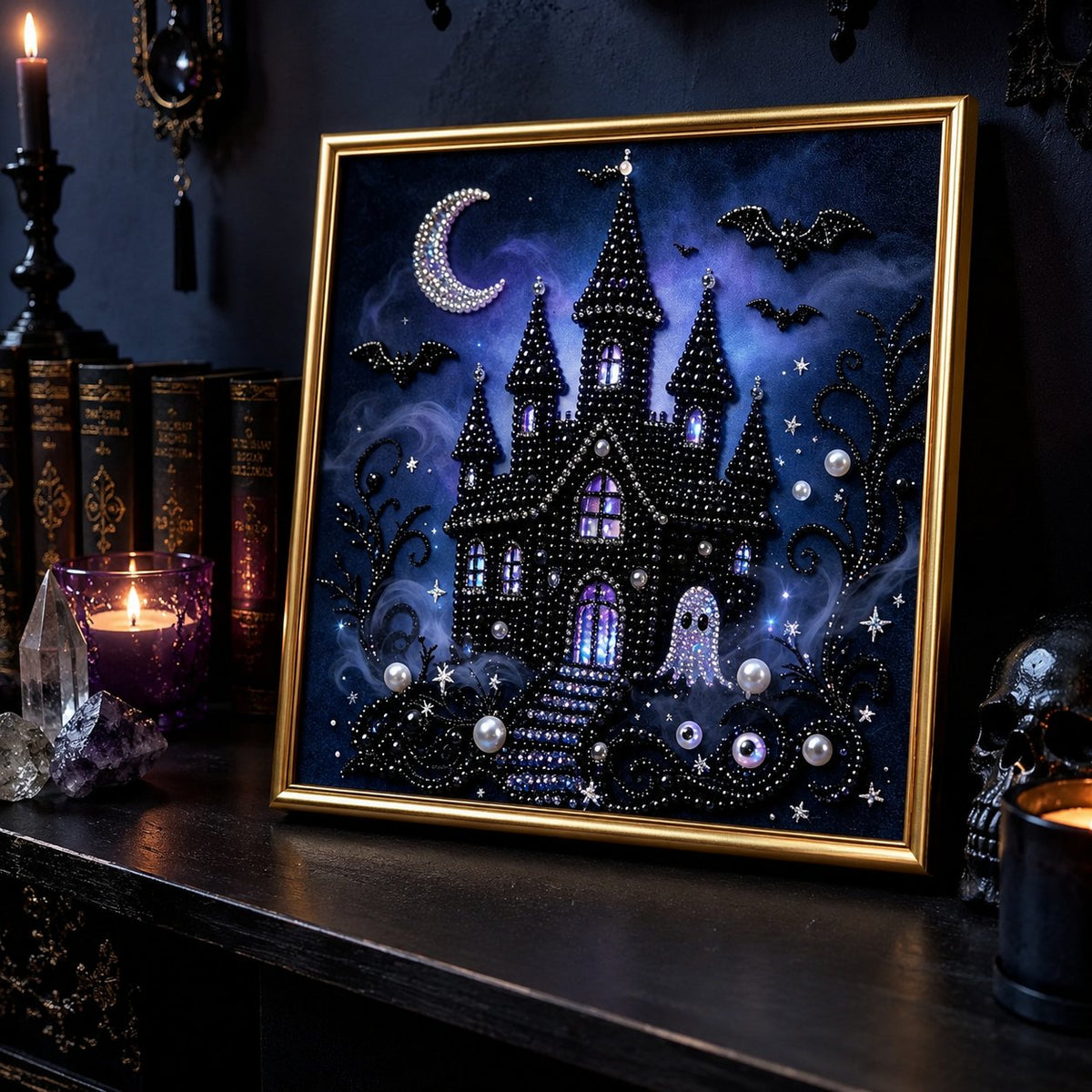 🔥 LAST DAY 49% OFF – 🖤 Premium 3D Pearl Dark Gothic Diamond Painting Art Kit | Luxury Flocked Canvas with Scratch-Resistant Non-Fading Pearl Beads DIY Dark Academia Decor 💀🕯️✨