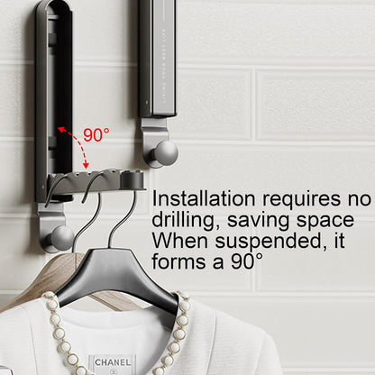 Foldable Over-the-Door Clothes Drying Rack with Hooks & Towel Bar