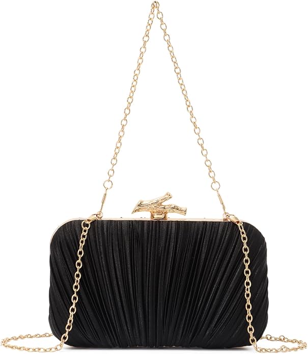 Clutch Purses for Women Evening Bag Pleated Clutch Bag with Chain for Wedding Party