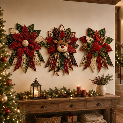 Holly Reindeer Delight - Oversized Christmas Character Quilted Door Hanger Sewing Kit