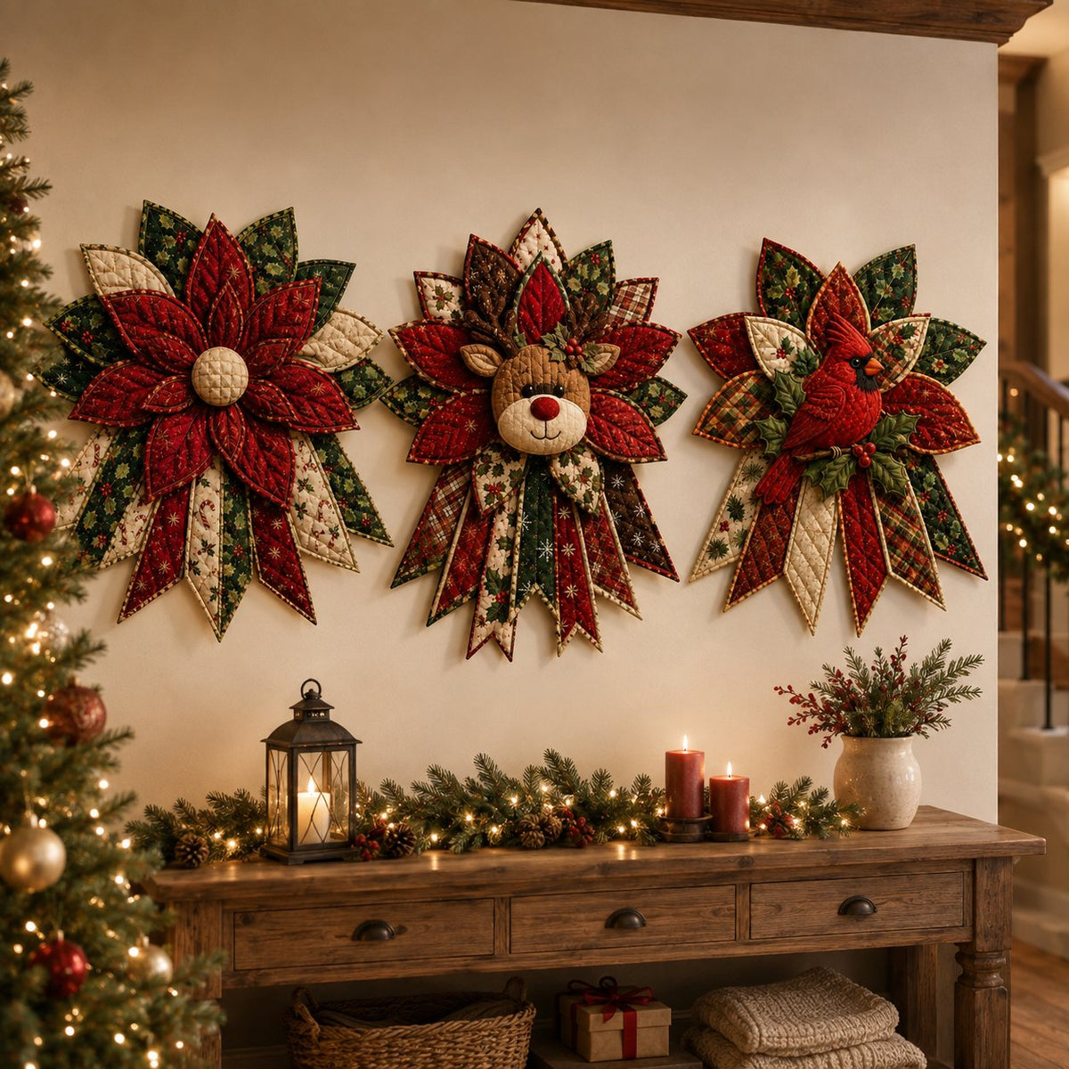 Peppermint Gingerbread Cheer - Oversized Christmas Character Quilted Door Hanger Sewing Kit