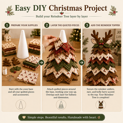 Rustic Gingerbread DIY Quilted Santa Christmas Tree Kit