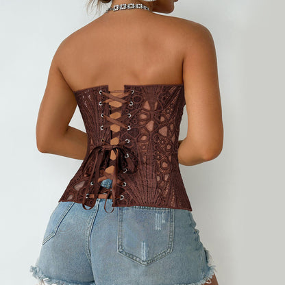 Lace Up Corset Bustier Top