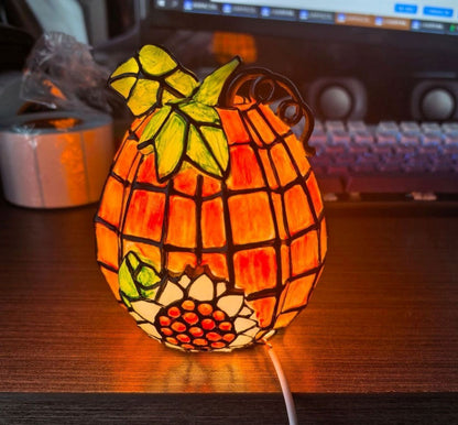 Tiffany-style Halloween pumpkin lamp