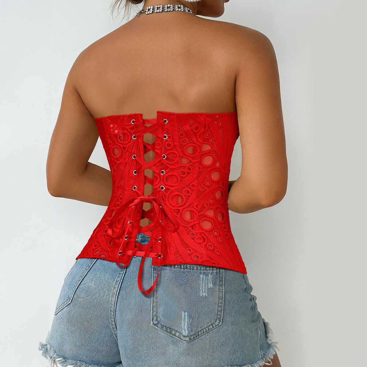 Lace Up Corset Bustier Top