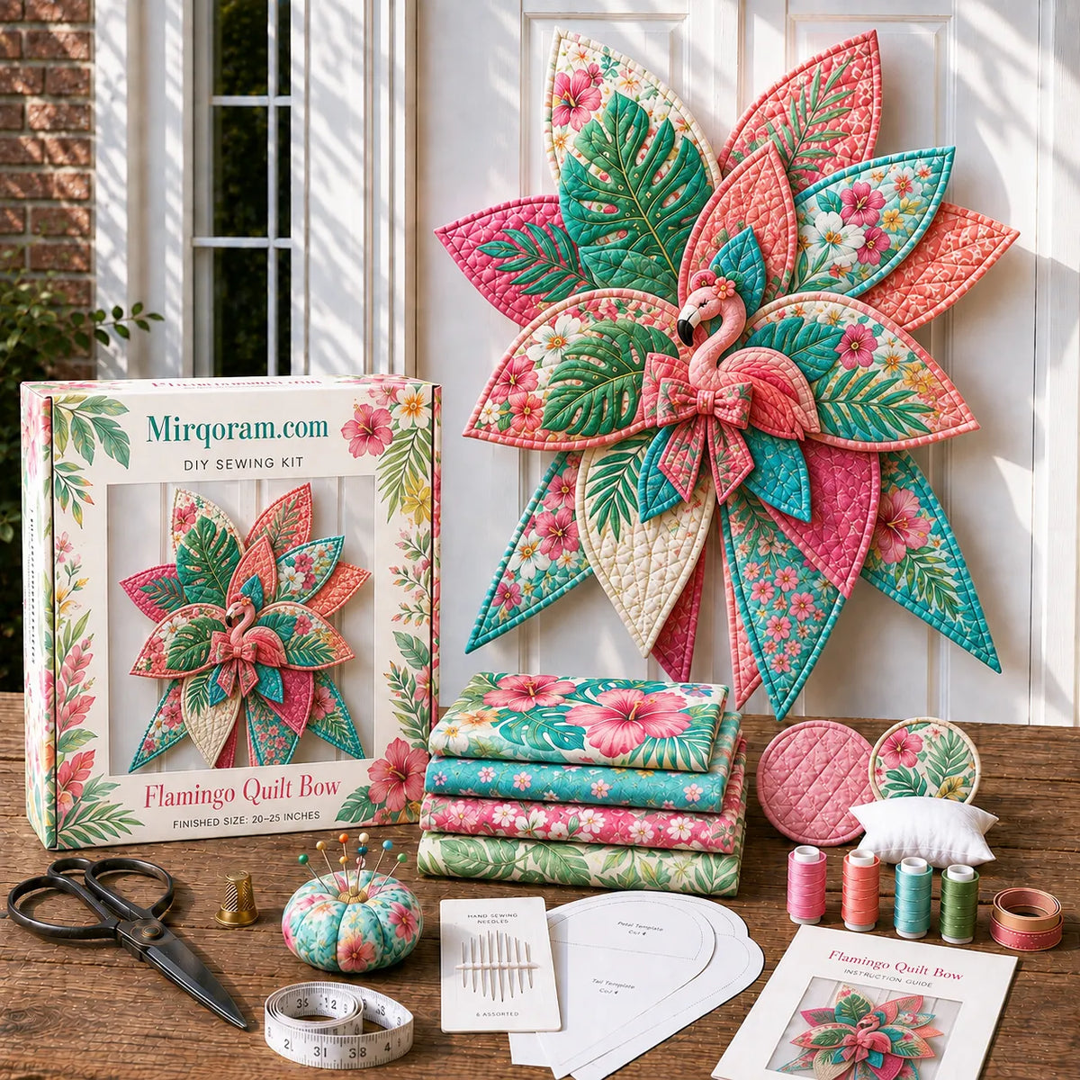 Tropical Parrot - Handmade Quilted Door Bow DIY Sewing Kit