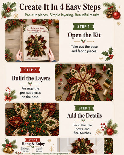 Holly Reindeer Delight - Oversized Christmas Character Quilted Door Hanger Sewing Kit