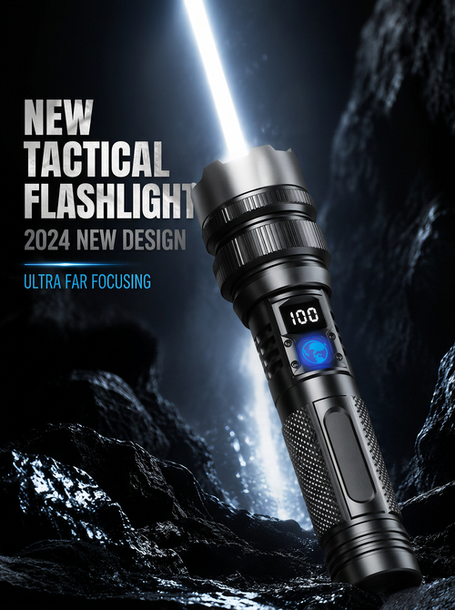 💎 51% Off! 💎 High-power flashlight  also functions as a power bank and includes a digital battery level display.