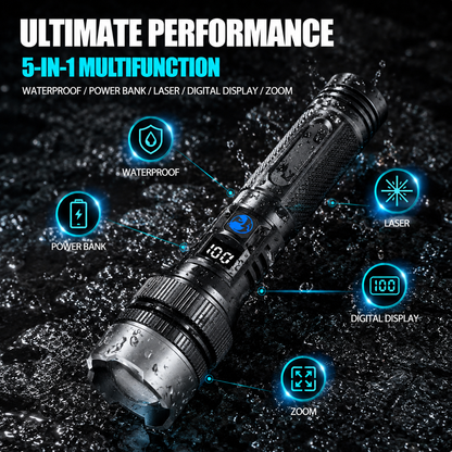 💎 51% Off! 💎 High-power flashlight  also functions as a power bank and includes a digital battery level display.