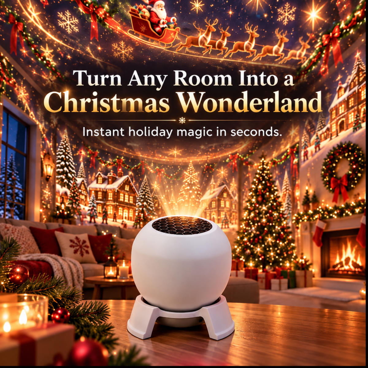 🎁 Christmas Projector Night Light - 360° Adjustable HD Holiday Pattern Ceiling Light 🎅 Indoor Xmas Decoration Lamp for Kids Bedroom, Party & Holiday Gift