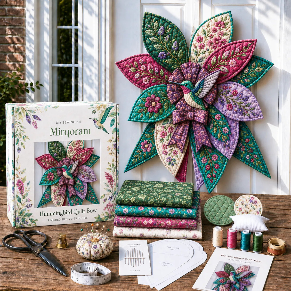 Hummingbird - Handmade Quilted Door Bow DIY Sewing Kit