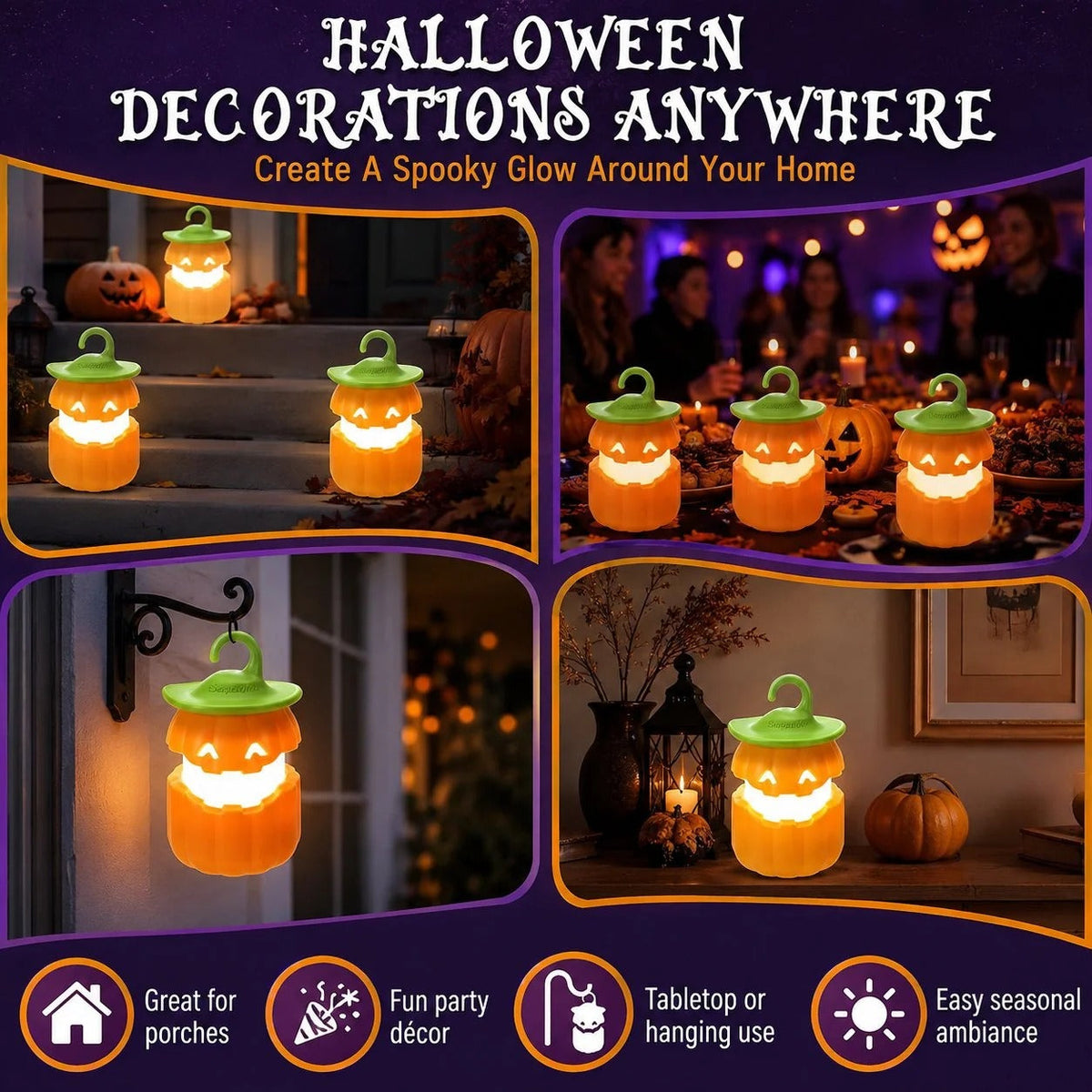Halloween Pull-Up Light-Up Lantern CollectionGhost Pumpkin Skeleton